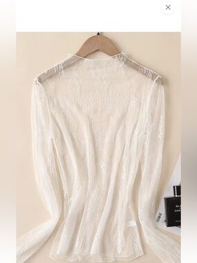 1I1399 W Lace Mesh Sheer Top White Various Sizes